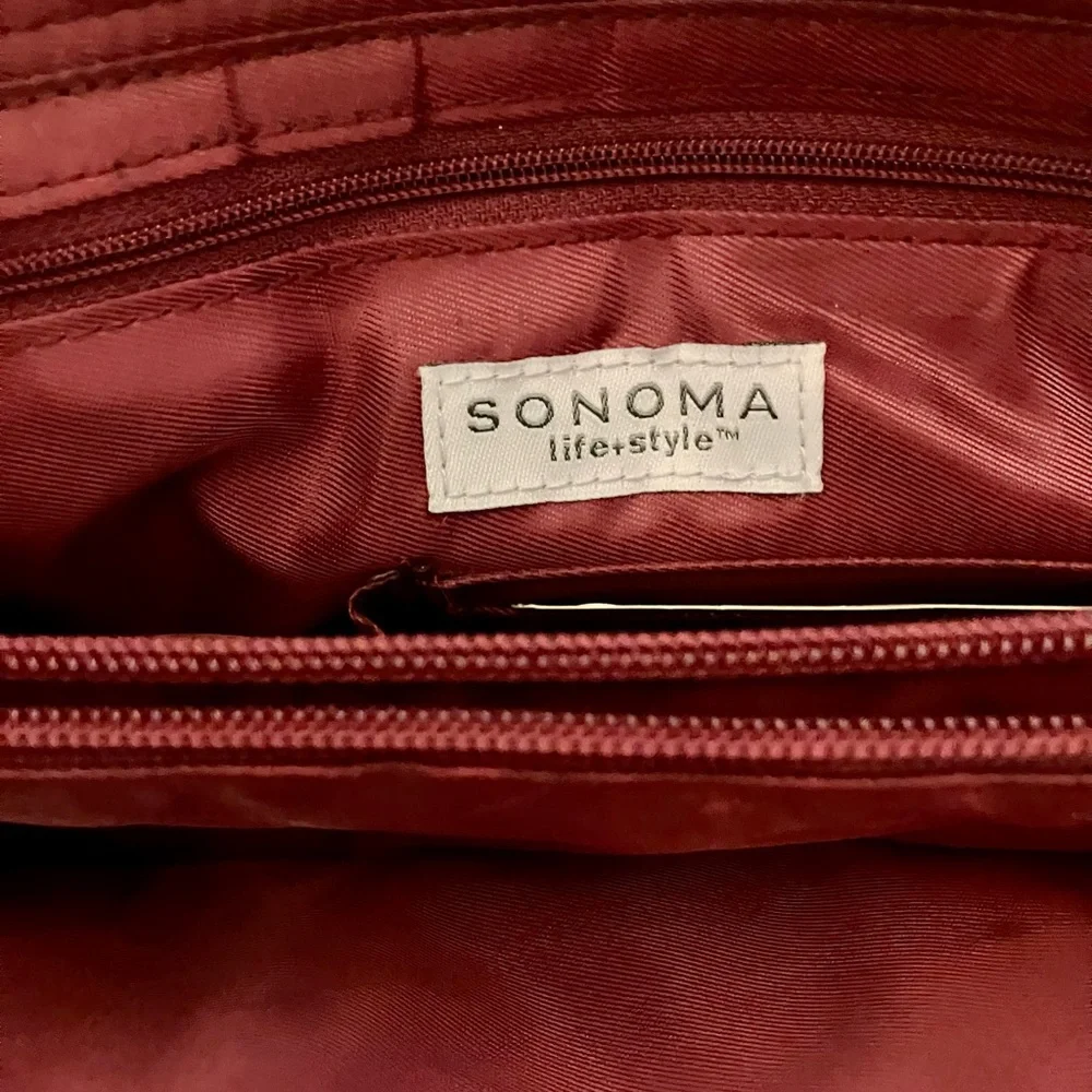 Sonoma Burgundy Leather Satchel - Picture 3 of 9